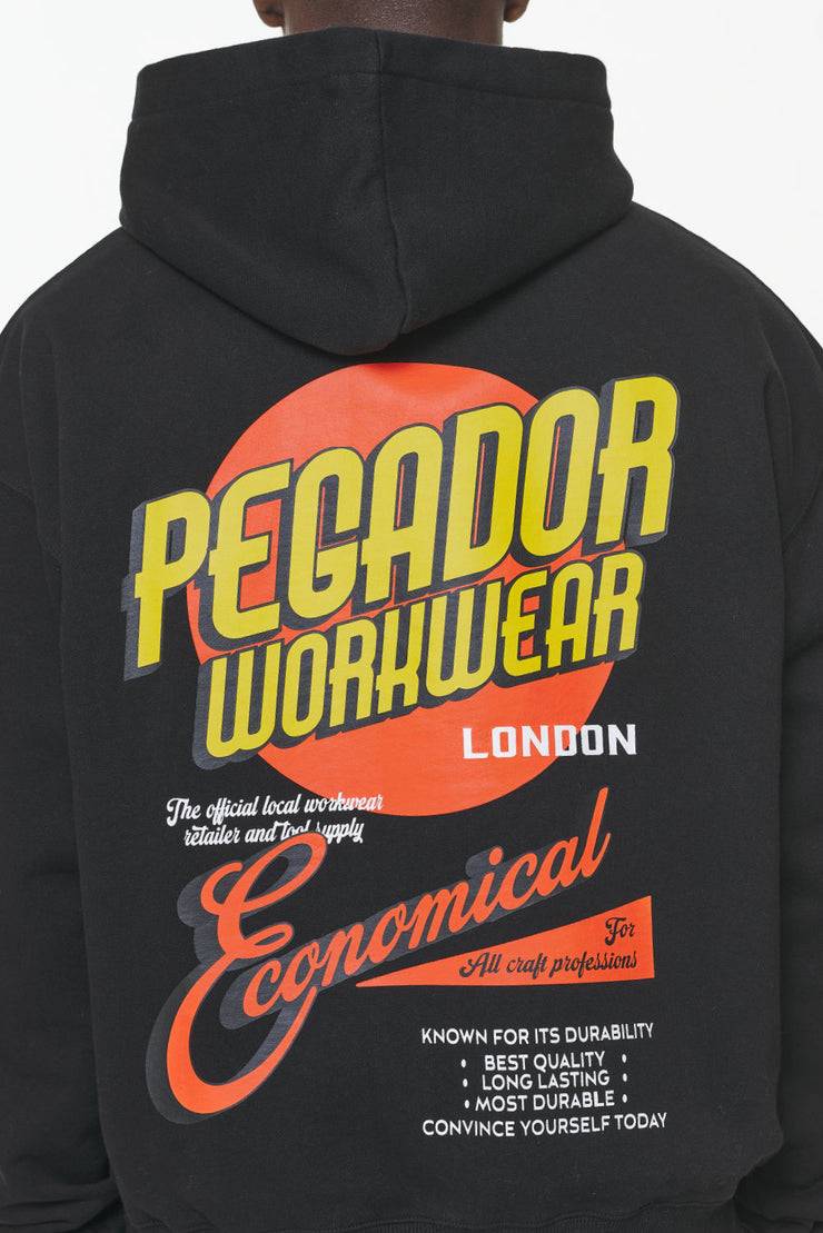 Pegador Docks Oversized Hoodie Vintage Washed Onyx Black