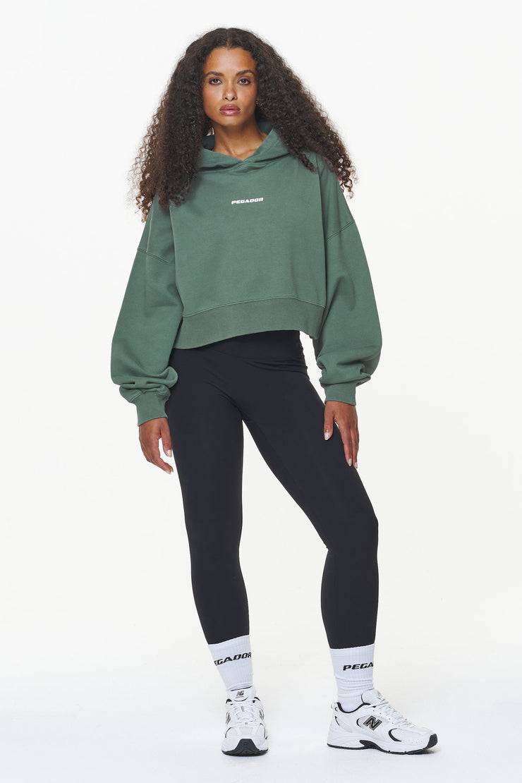 Pegador Dorothy Cropped Oversized Hoodie Vintage Washed Garden Green