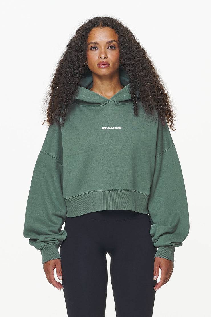 Pegador Dorothy Cropped Oversized Hoodie Vintage Washed Garden Green