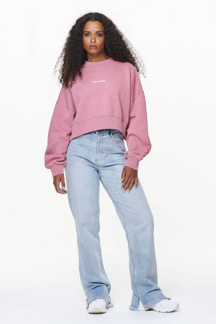 Pegador Dorothy Cropped Oversized Sweater Vintage Washed Rust Pink