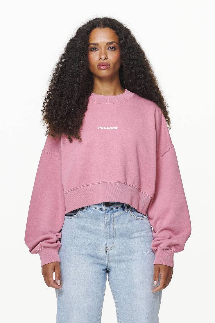Pegador Dorothy Cropped Oversized Sweater Vintage Washed Rust Pink