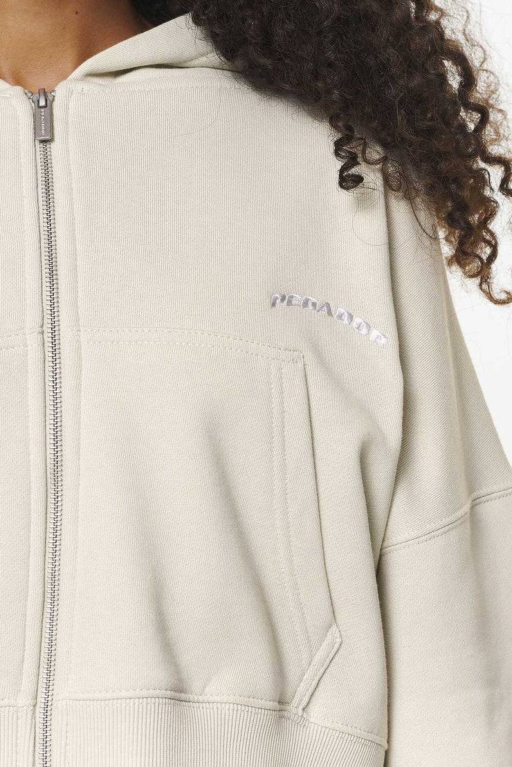 Pegador Dorset Cropped Zip Hoodie Vintage Washed Bone White