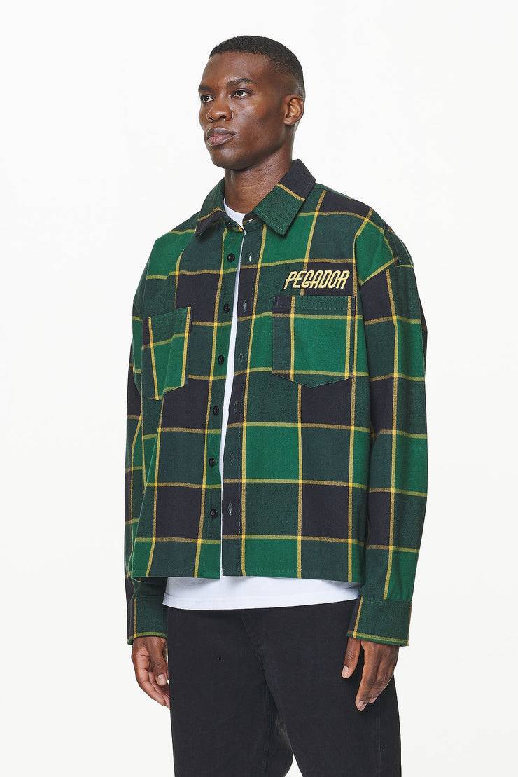 Pegador Eastfield Flannel Shirt Washed British Green Onyx Black