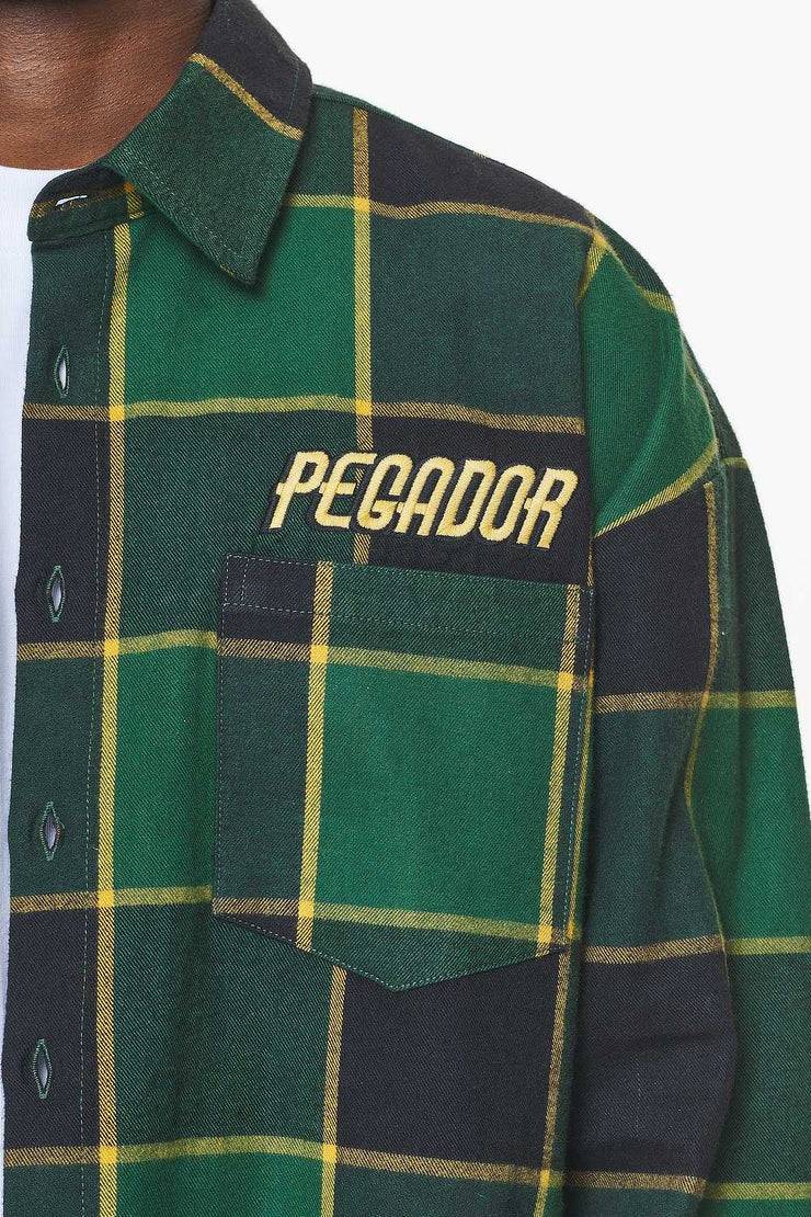 Pegador Eastfield Flannel Shirt Washed British Green Onyx Black