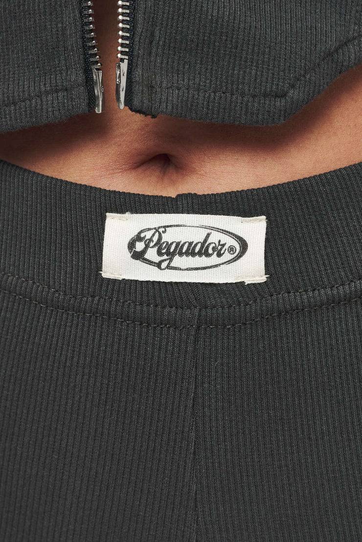 Pegador Elida Rib Hip Strap Flared Leggings Vintage Washed Iron Grey Patch