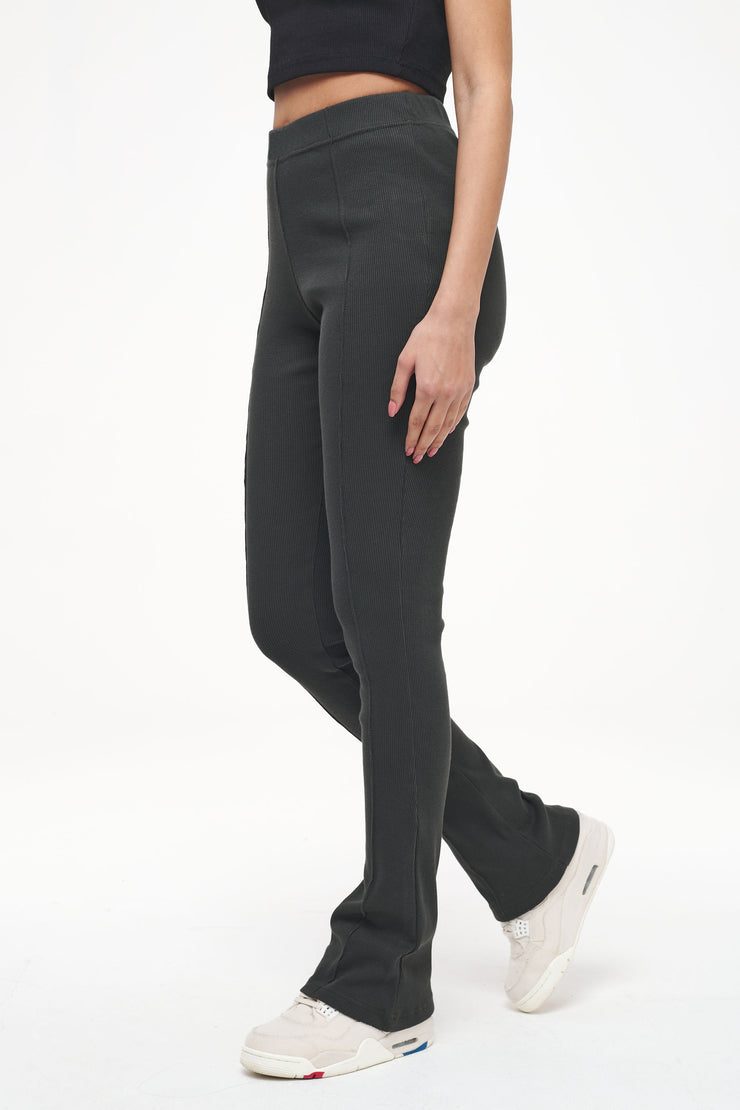 Pegador Elida Rib Hip Strap Flared Leggings Vintage Washed Iron Grey