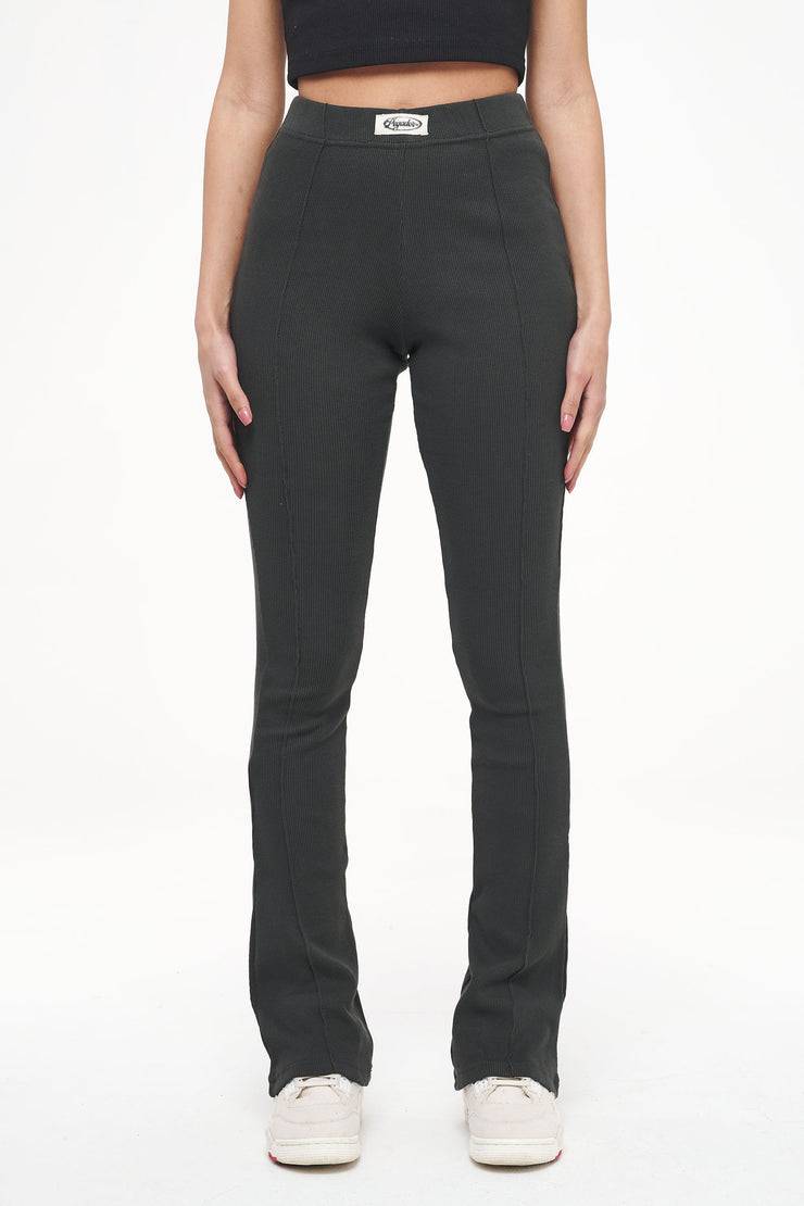 Pegador Elida Rib Hip Strap Flared Leggings Vintage Washed Iron Grey Patch