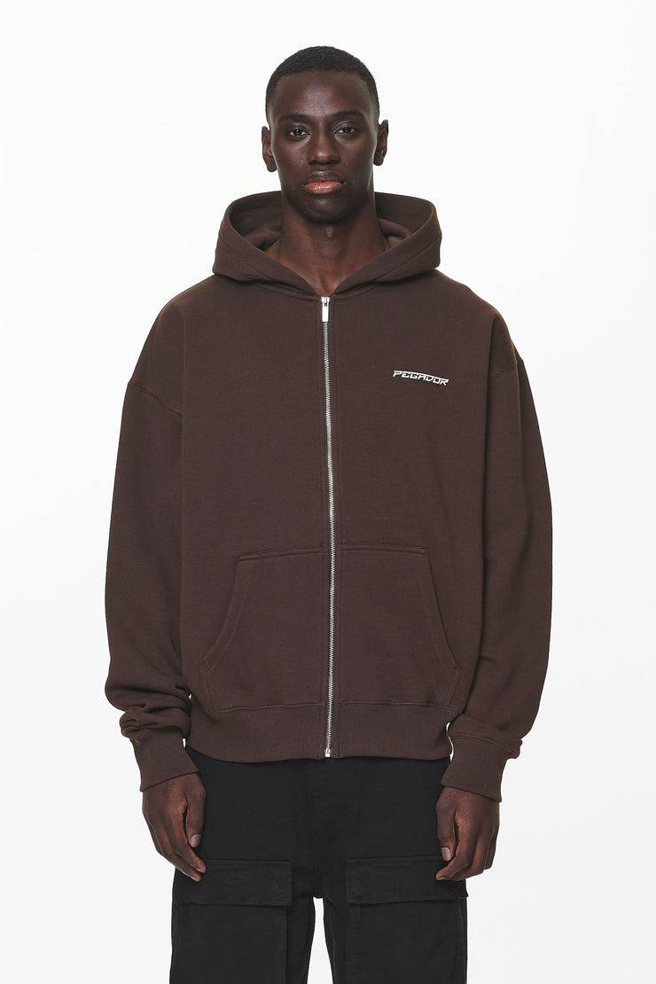 Pegador Fenton Oversized Sweat Jacket Washed Oak Brown