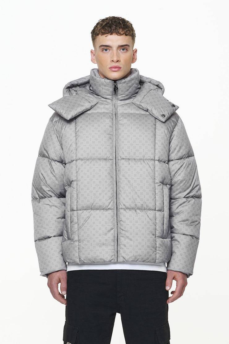 Pegador Gallan Cropped Monogram Puffer Jacket Rock Grey