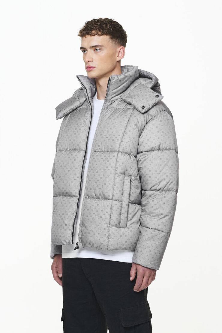 Pegador Gallan Cropped Monogram Puffer Jacket Rock Grey