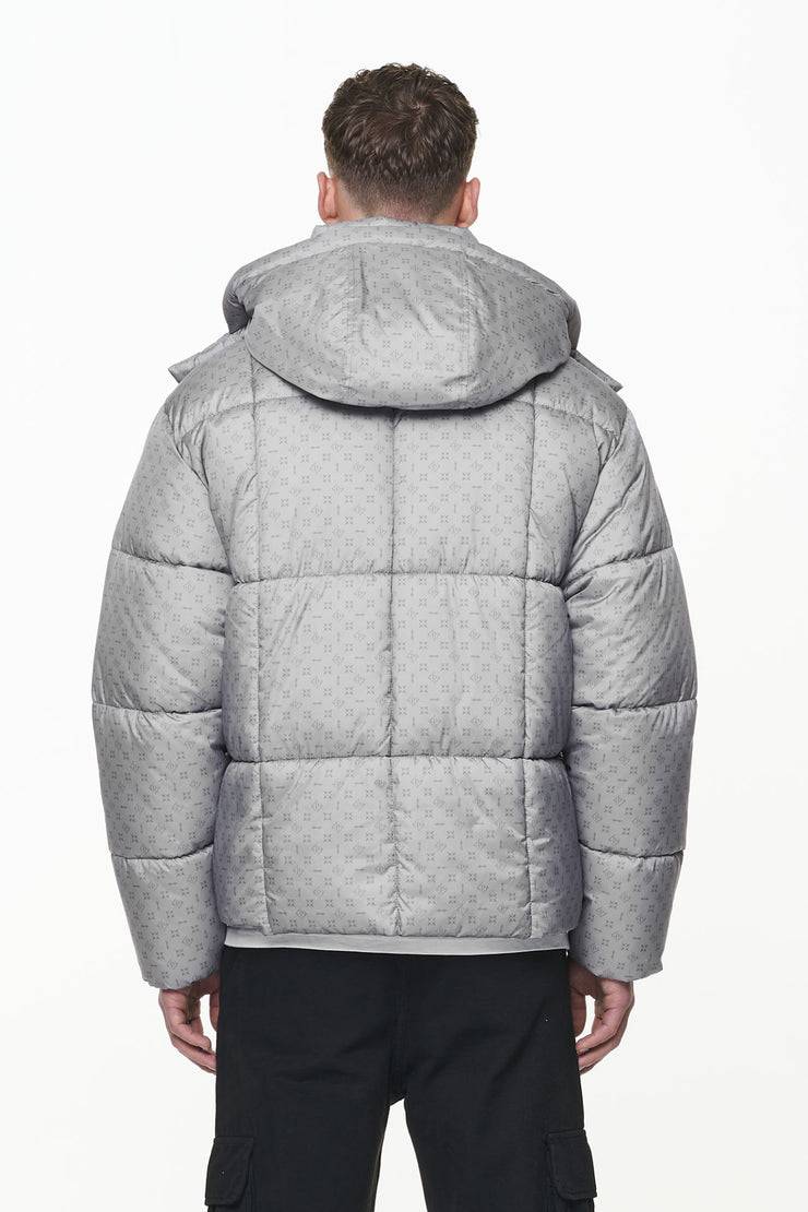 Pegador Gallan Cropped Monogram Puffer Jacket Rock Grey