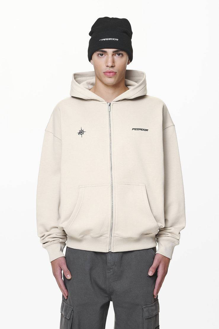 Pegador Gien Oversized Sweat Jacket Washed Dust Cream