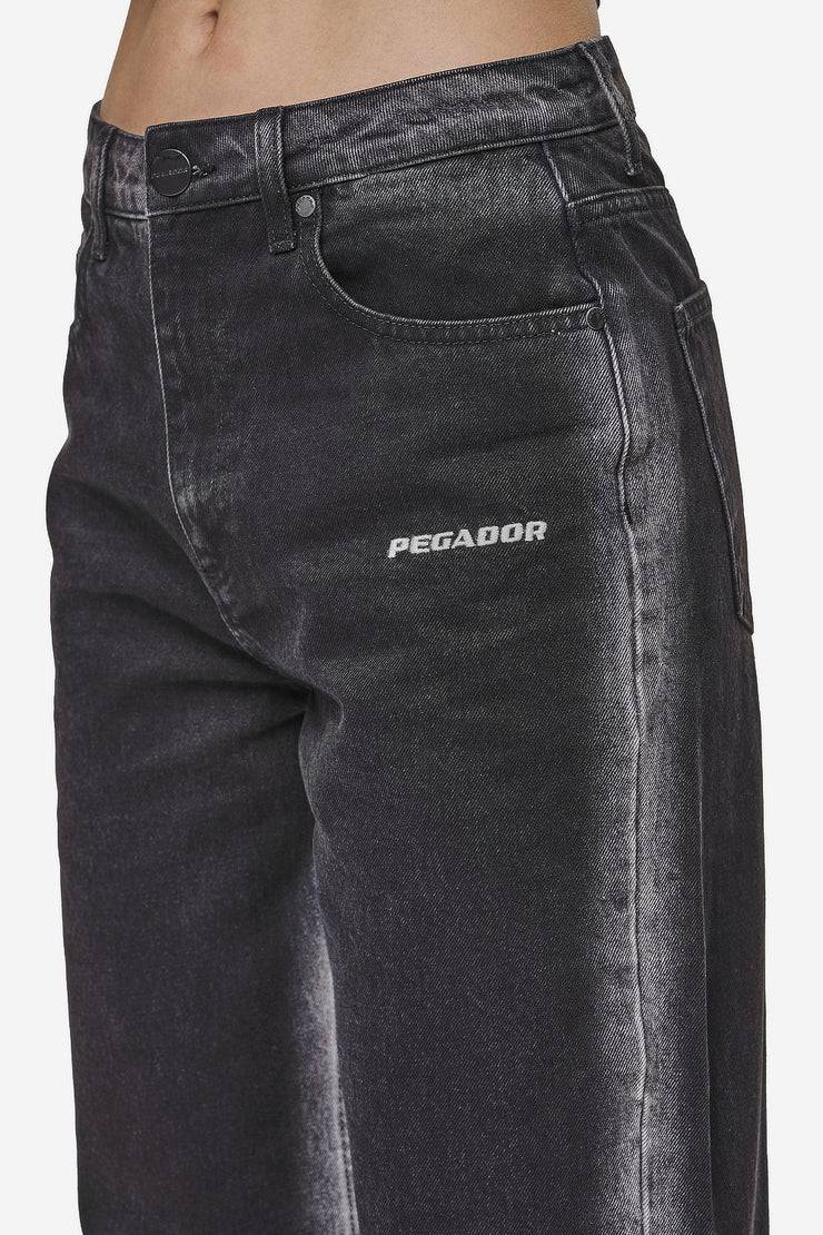 Pegador Gina Sprayed Wide Leg Jeans Washed Black White