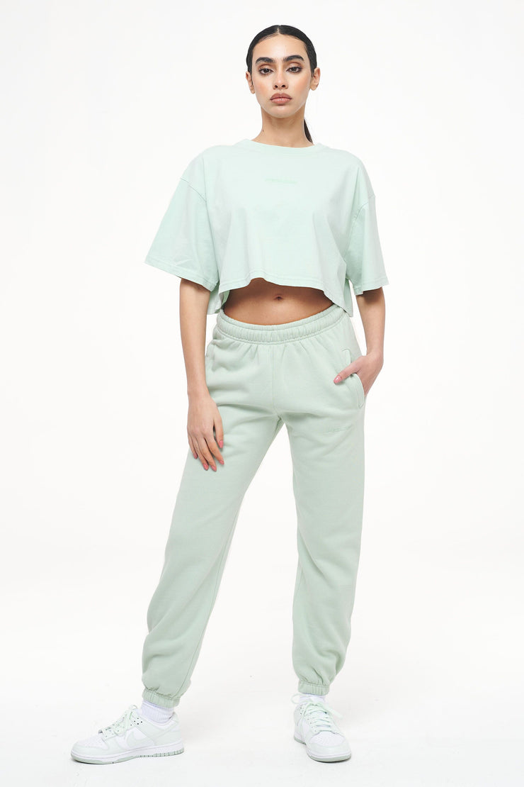 Pegador Grace High Waisted Sweat Pants Vintage Washed Milky Green Gum