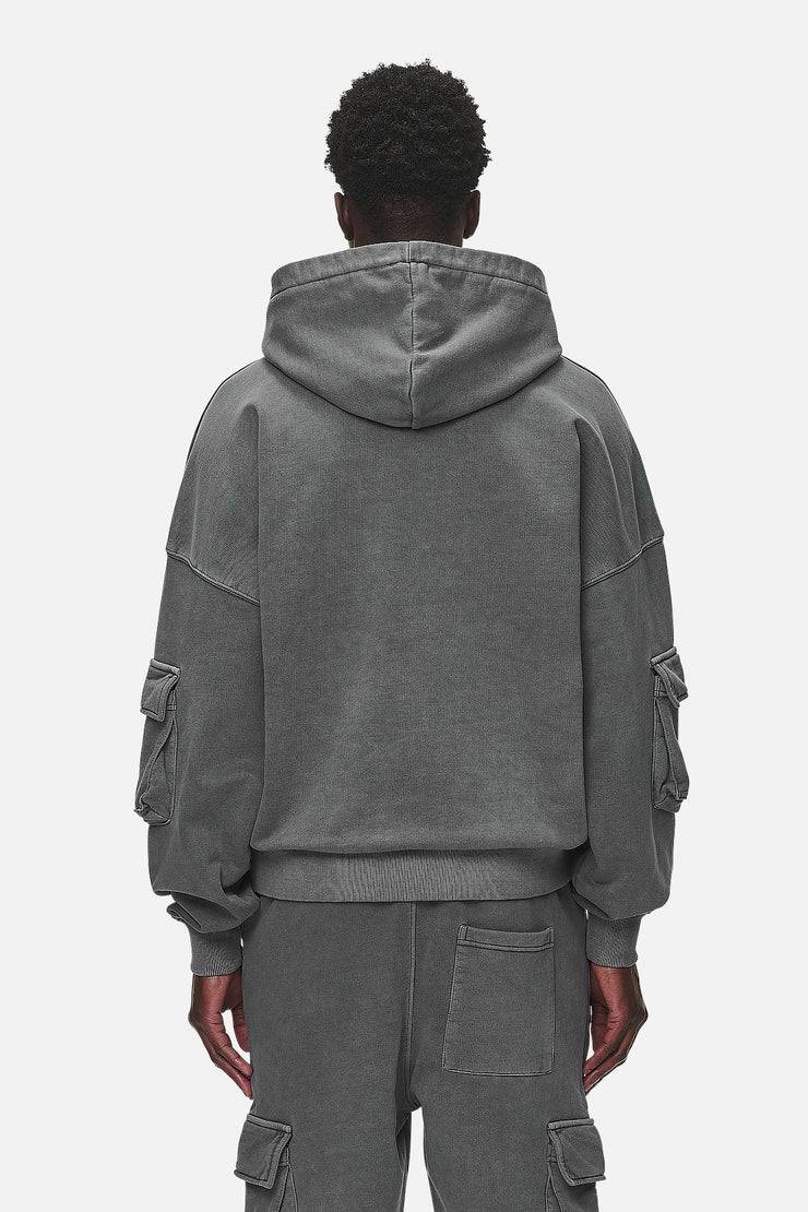 Pegador Harvey Terry Cargo Boxy Hoodie Vintage Grey