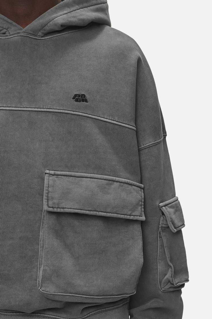 Pegador Harvey Terry Cargo Boxy Hoodie Vintage Grey