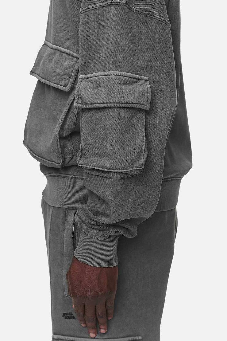 Pegador Harvey Terry Cargo Boxy Hoodie Vintage Grey