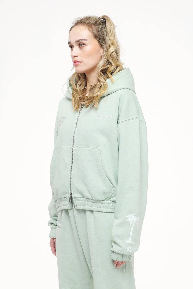 Pegador Hills Cropped Zip Hoodie Vintage Washed Milky Green