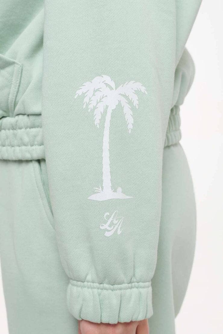 Pegador Hills Cropped Zip Hoodie Vintage Washed Milky Green