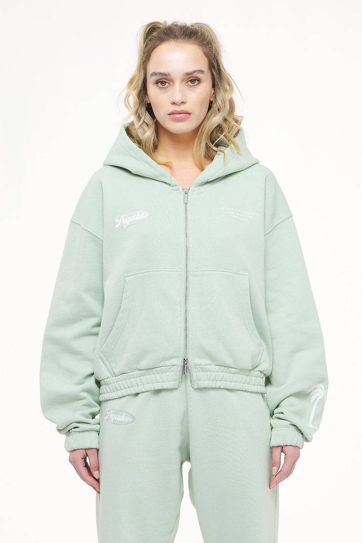 Pegador Hills Cropped Zip Hoodie Vintage Washed Milky Green