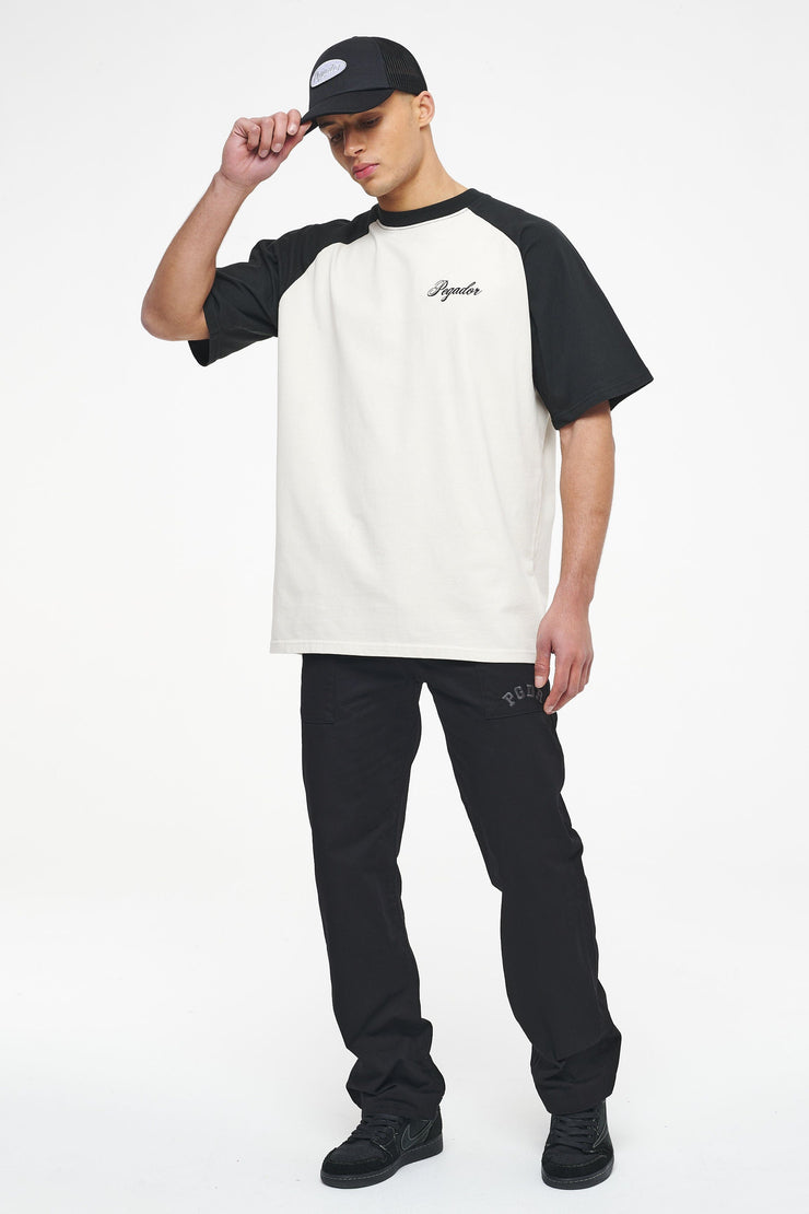 Pegador Hudson Raglan Oversized Tee Vintage Washed Angels Cream Black Ink