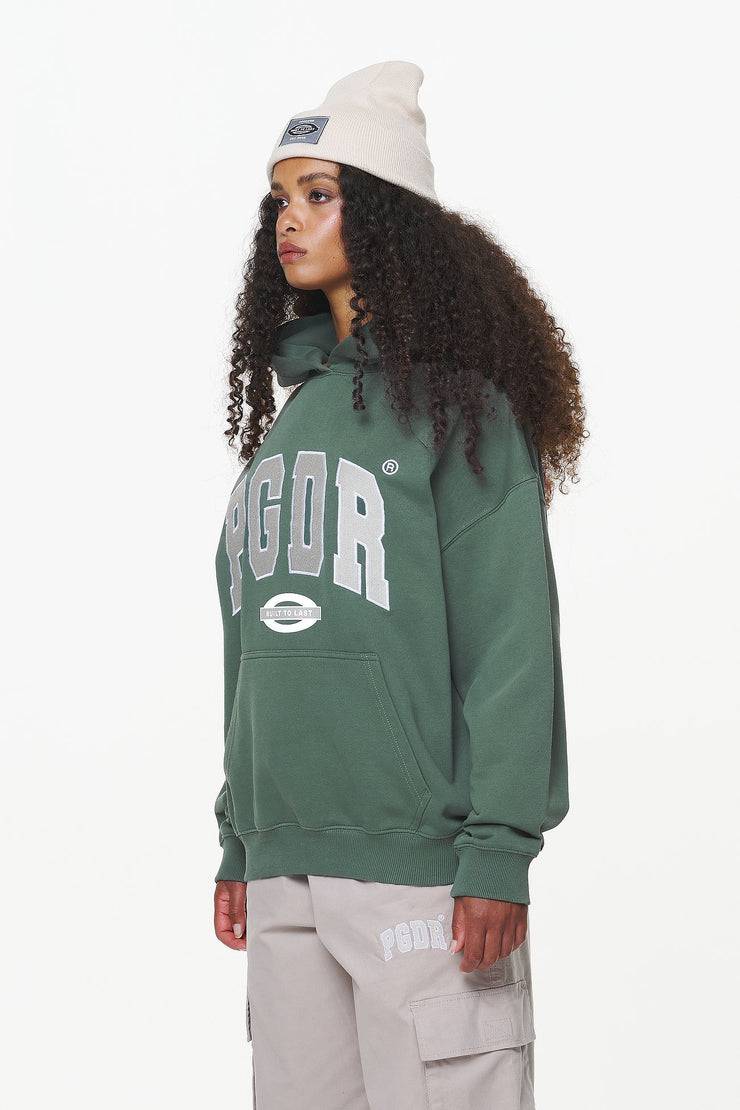 Pegador Keats Logo Oversized Hoodie Vintage Washed Garden Green
