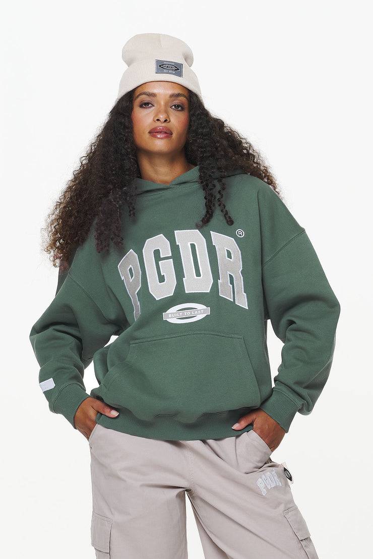 Pegador Keats Logo Oversized Hoodie Vintage Washed Garden Green