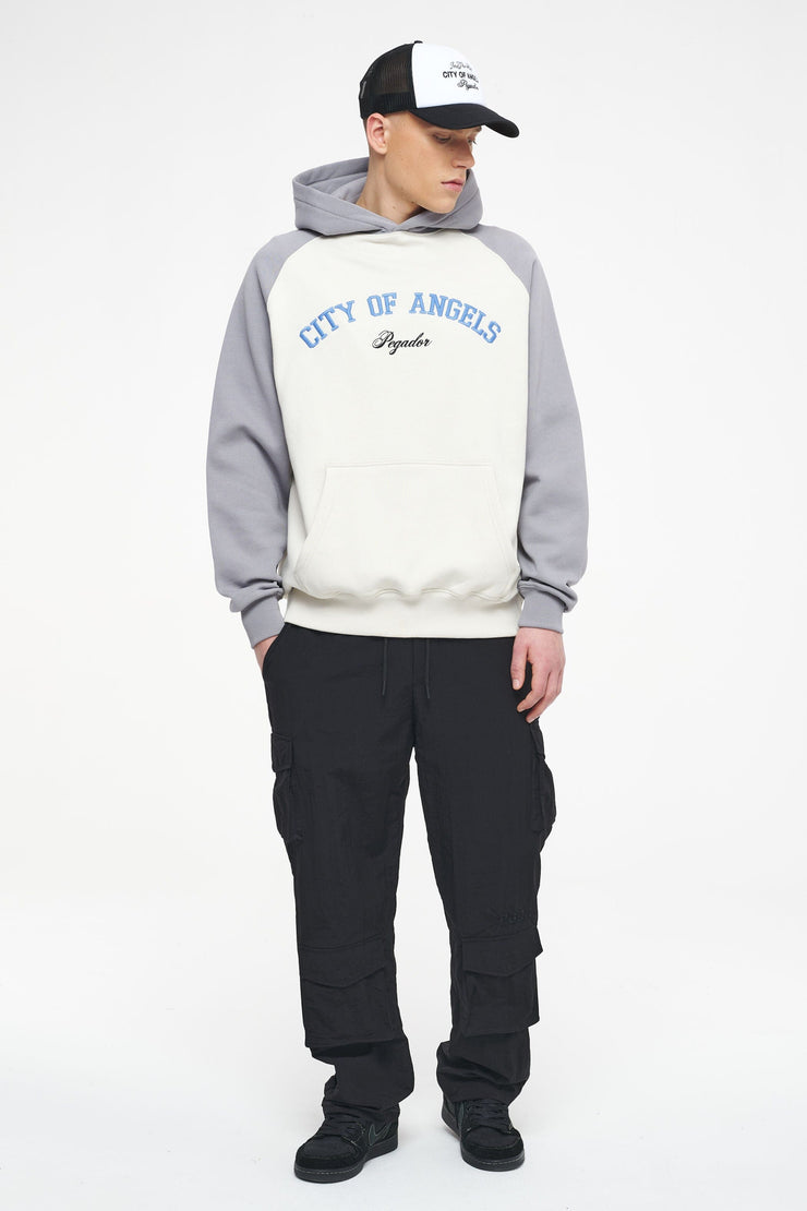 Pegador Keefer Raglan Hoodie Vintage Washed Angels Cream Dusk Grey