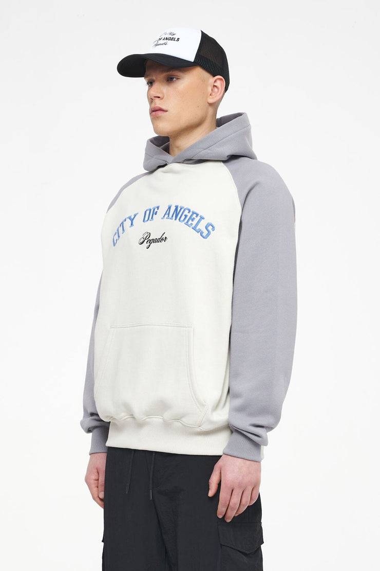 Pegador Keefer Raglan Hoodie Vintage Washed Angels Cream Dusk Grey