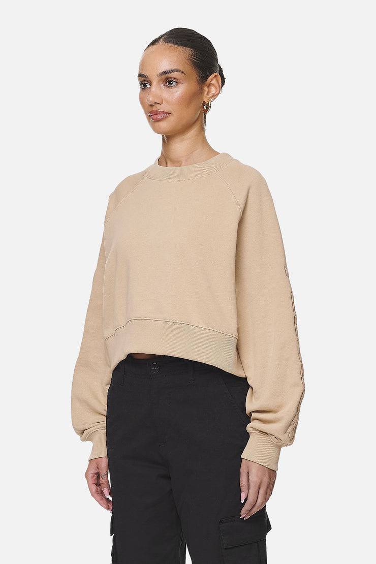 Pegador Kintore Cropped Oversized Raglan Sweater Washed Safari Sand