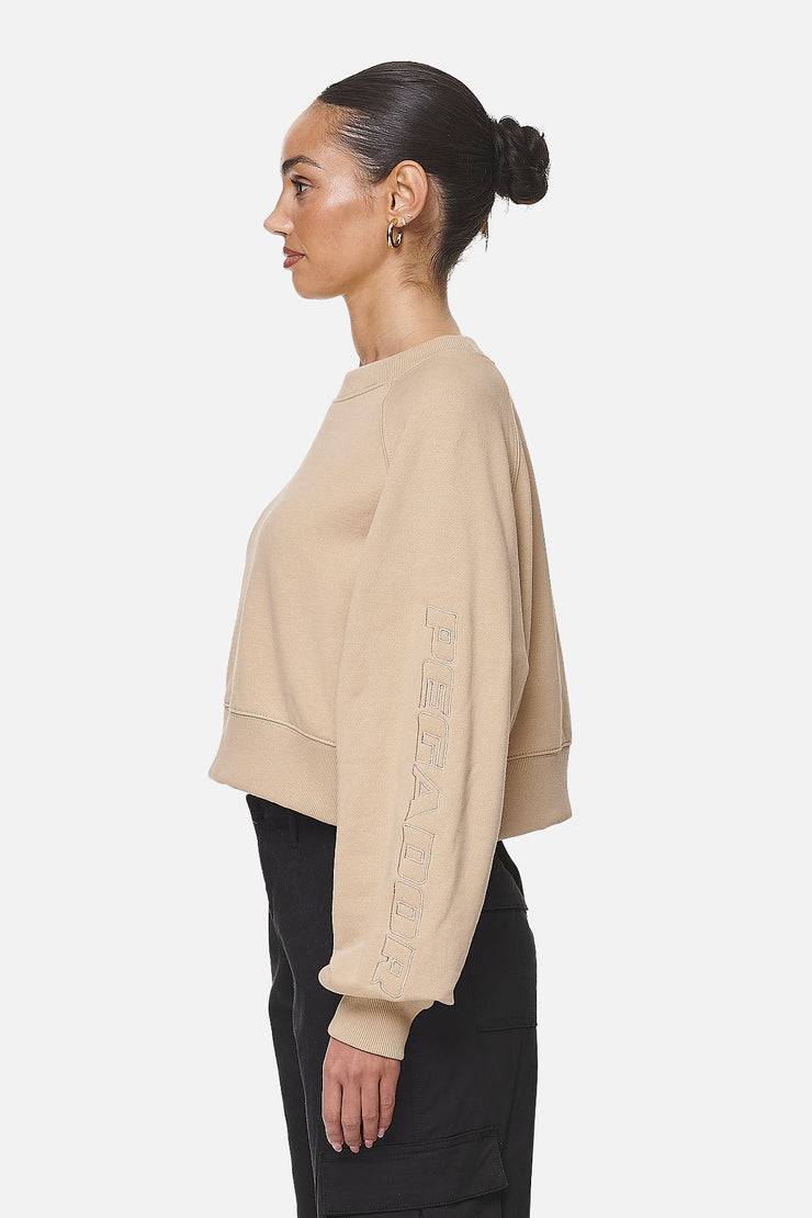 Pegador Kintore Cropped Oversized Raglan Sweater Washed Safari Sand