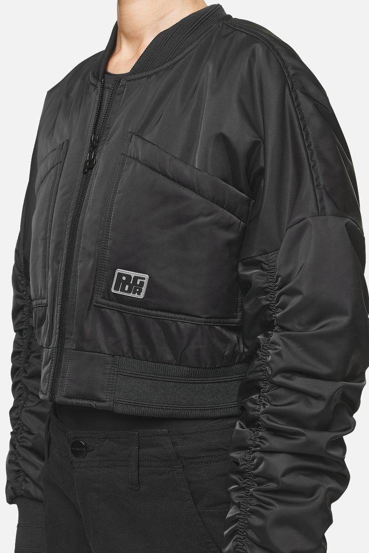 Pegador Laura Cropped Ruffed Oversized Jacket Black