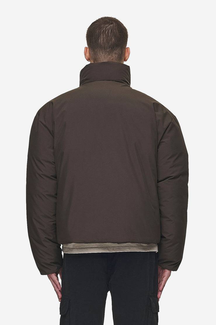 Pegador Lavoy Cropped Boxy Puffer Jacket Dark Brown