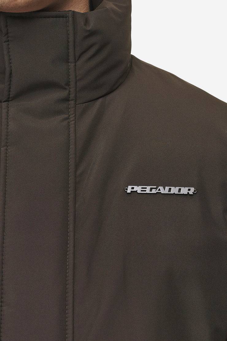 Pegador Lavoy Cropped Boxy Puffer Jacket Dark Brown