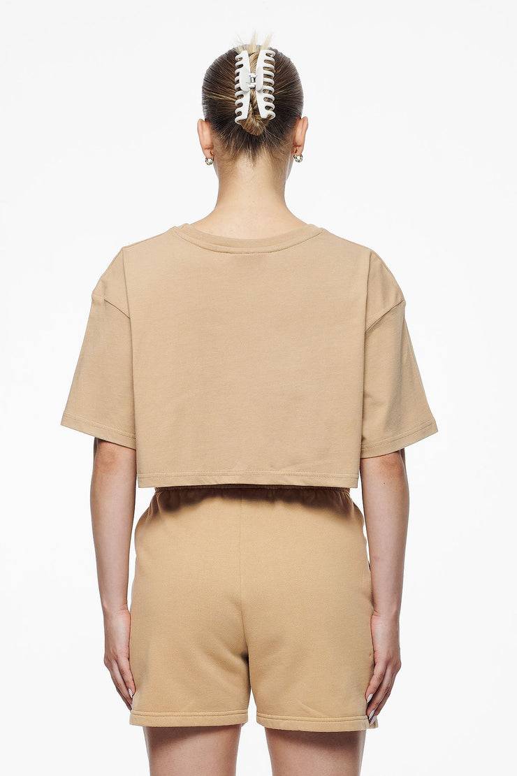 Pegador Layla Oversized Cropped Tee Vintage Washed Espresso Gum