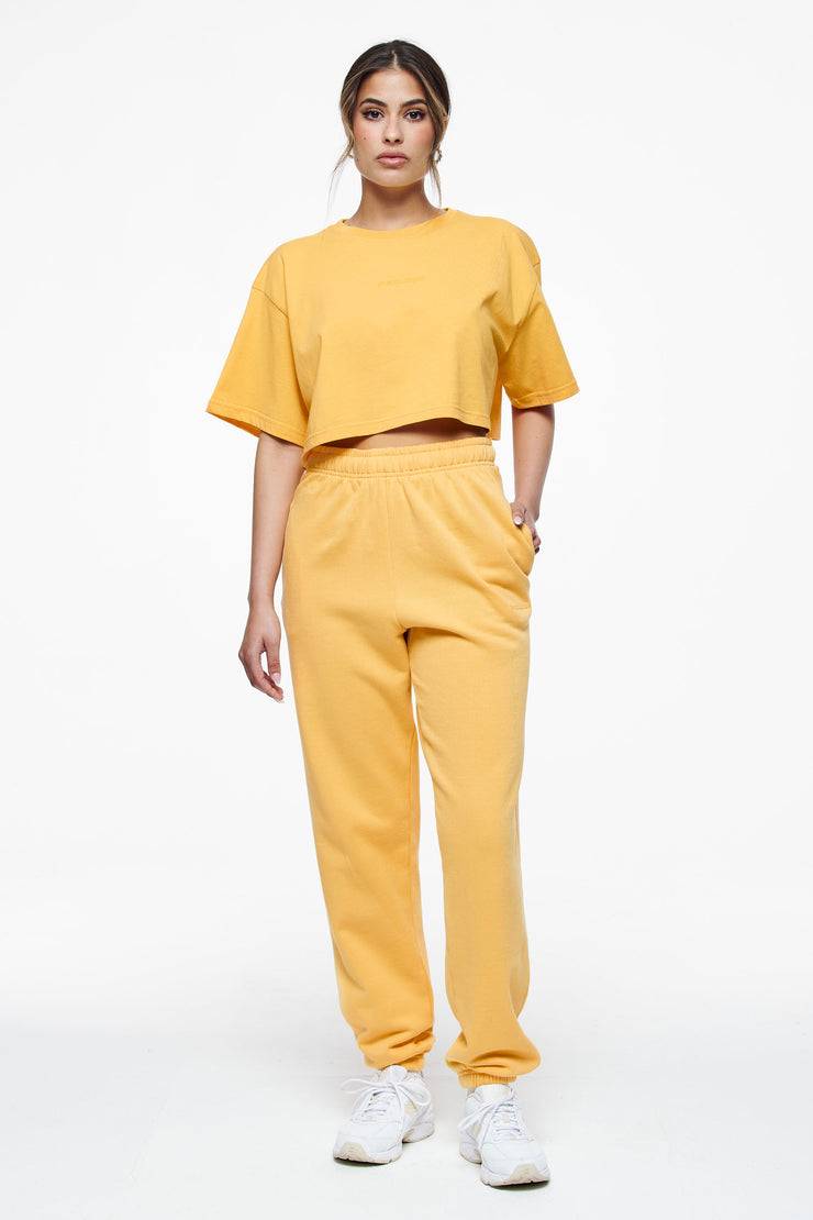 Pegador Layla Oversized Cropped Tee Vintage Washed Golden Sun Gum