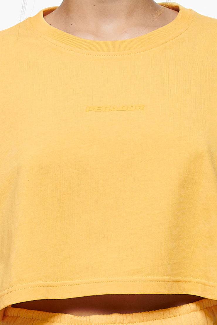 Pegador Layla Oversized Cropped Tee Vintage Washed Golden Sun Gum