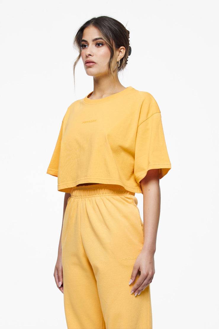 Pegador Layla Oversized Cropped Tee Vintage Washed Golden Sun Gum