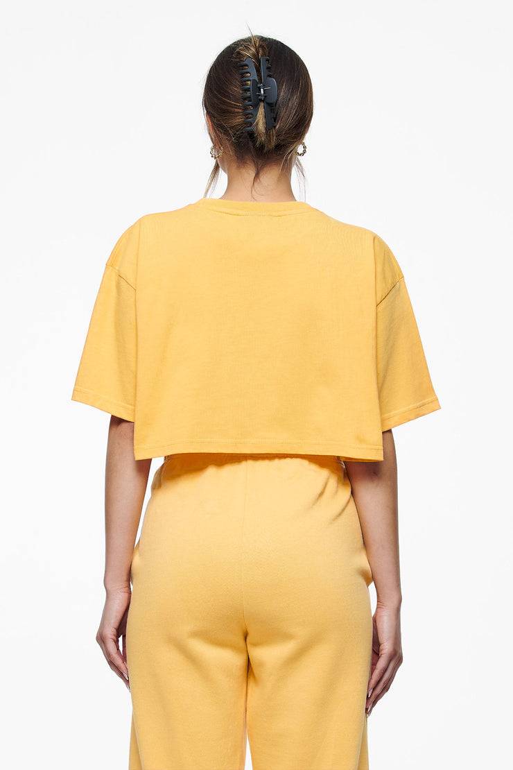 Pegador Layla Oversized Cropped Tee Vintage Washed Golden Sun Gum