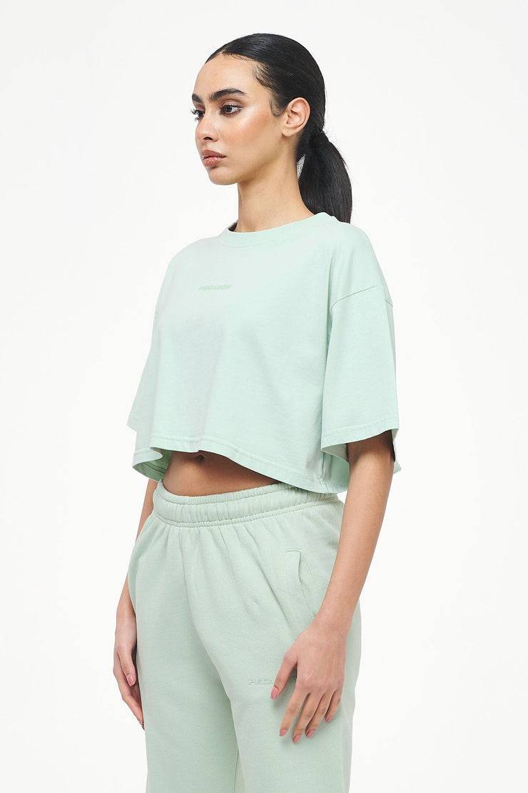 Pegador Layla Oversized Cropped Tee Vintage Washed Milky Green Gum