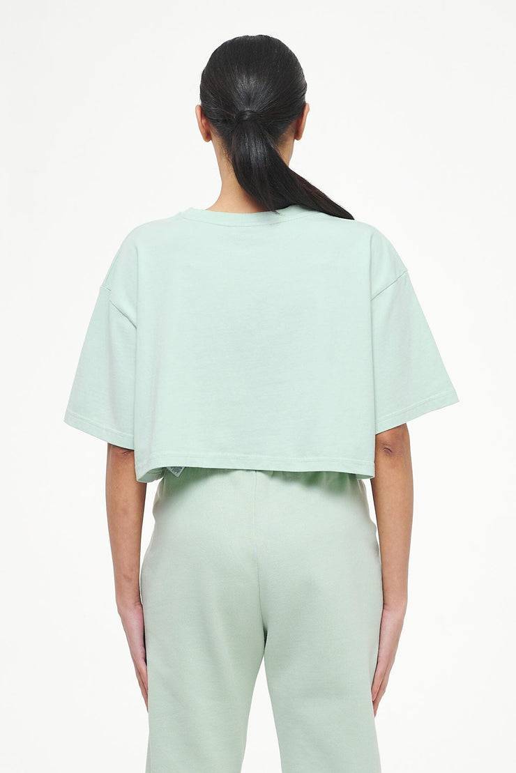 Pegador Layla Oversized Cropped Tee Vintage Washed Milky Green Gum