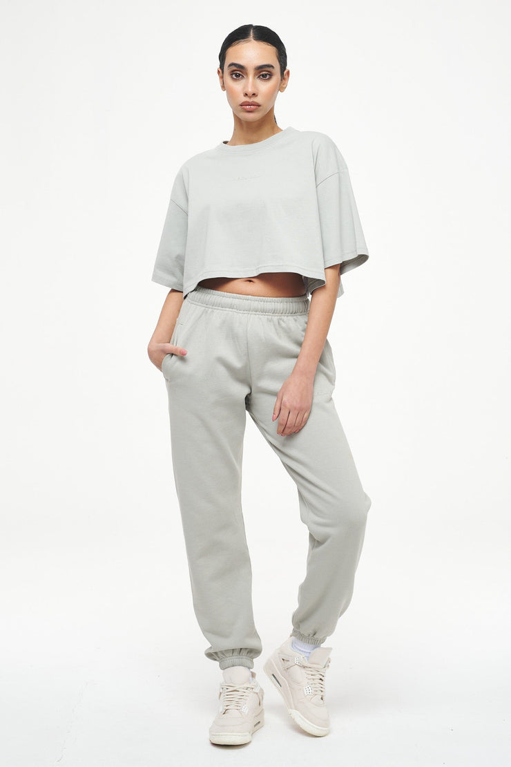 Pegador Layla Oversized Cropped Tee Vintage Washed Quiet Gray Gum