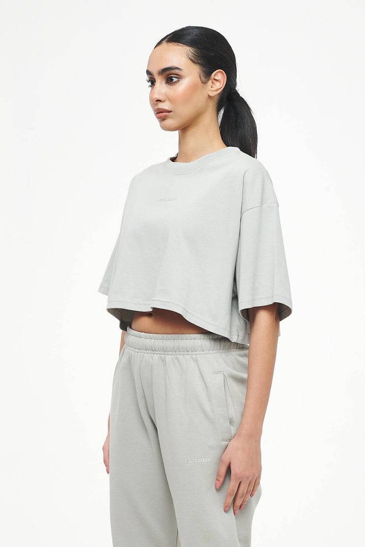 Pegador Layla Oversized Cropped Tee Vintage Washed Quiet Gray Gum