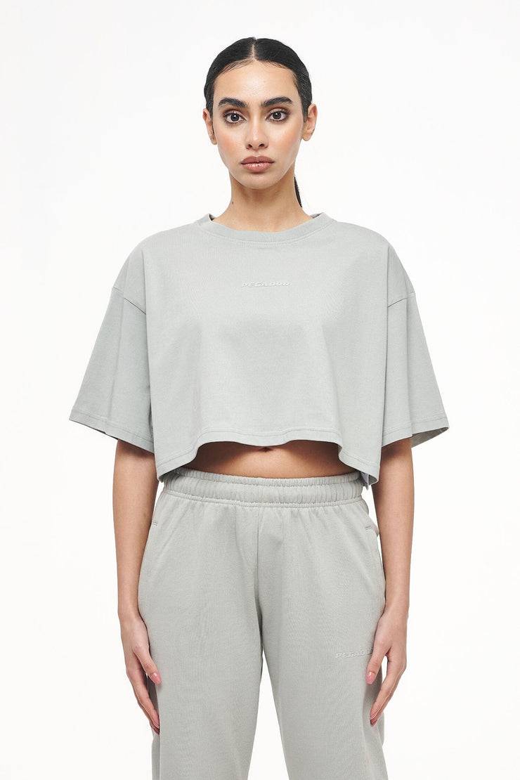 Pegador Layla Oversized Cropped Tee Vintage Washed Quiet Gray Gum