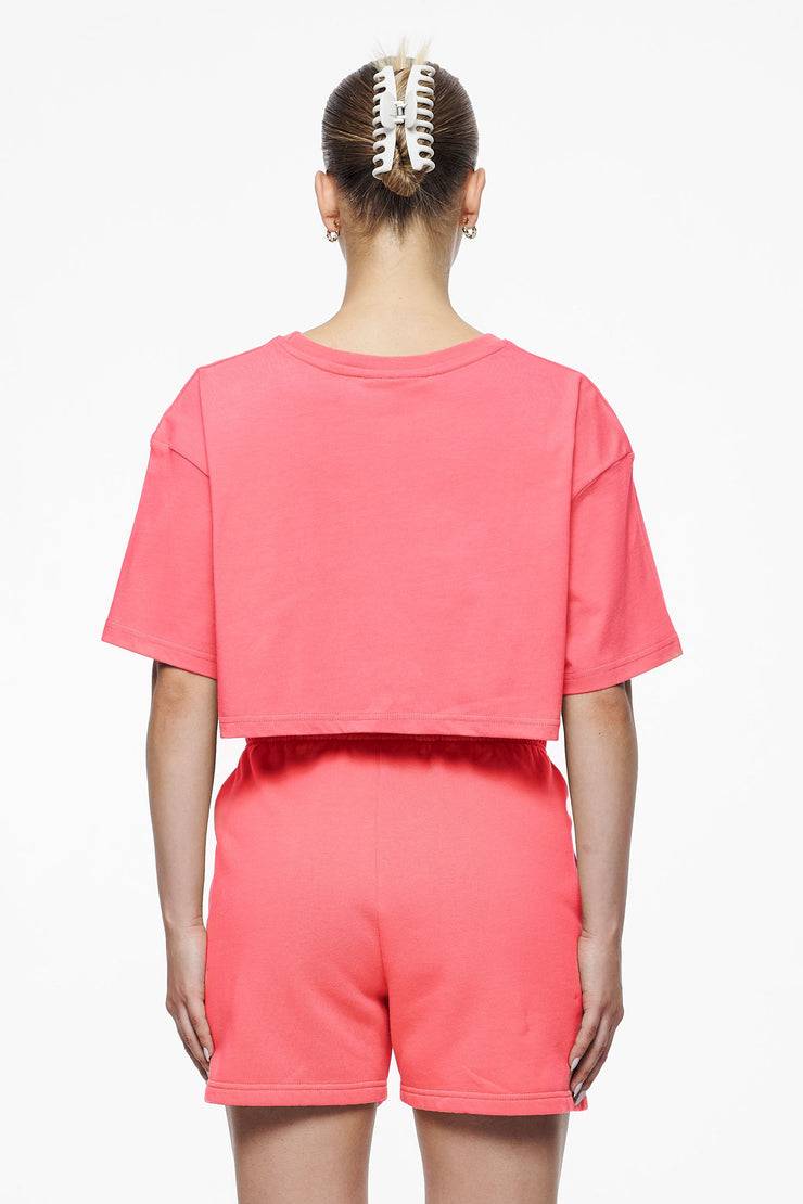 Pegador Layla Oversized Cropped Tee Vintage Washed Strawberry Gum