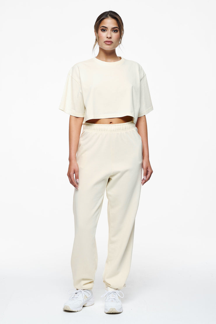 Pegador Layla Oversized Cropped Tee Vintage Washed Unbleached Gum