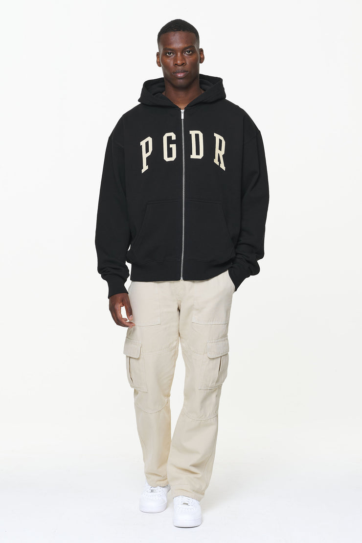 Pegador Layton Oversized Sweat Jacket Vintage Washed Onyx Black