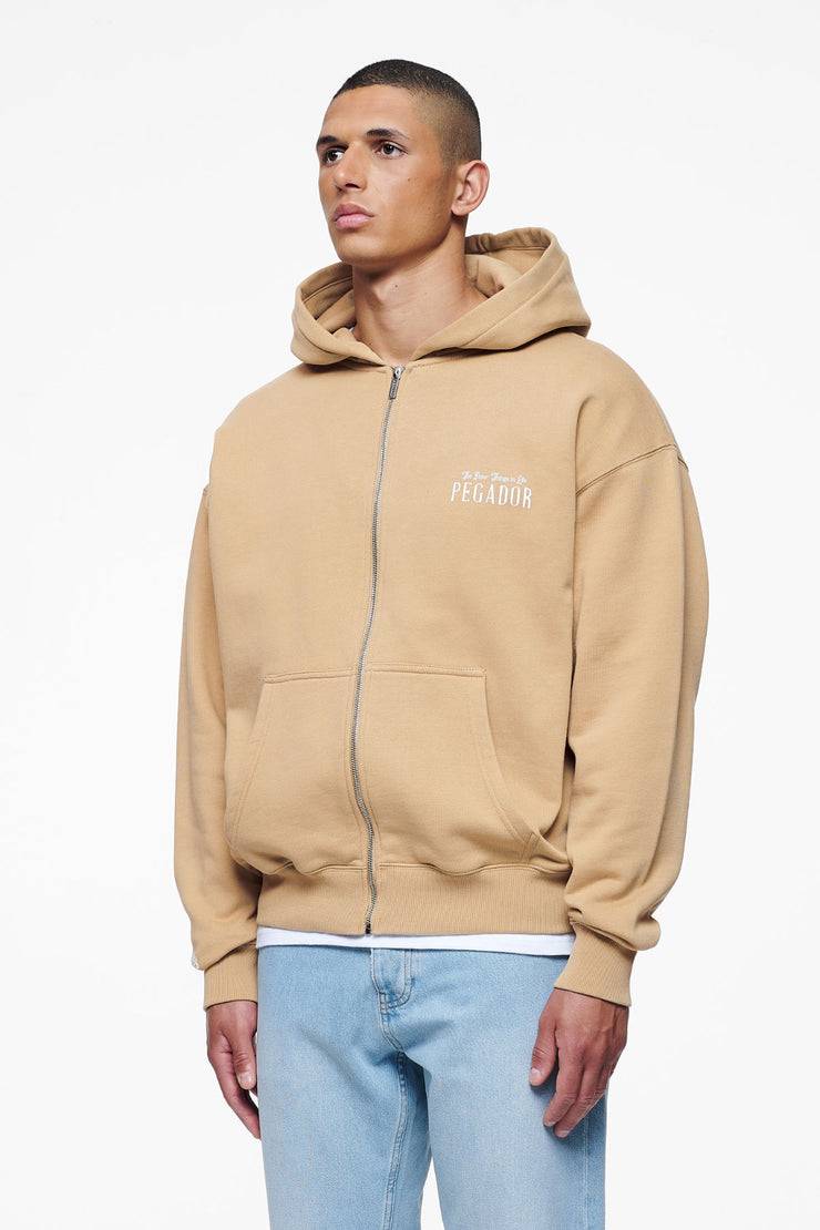 Pegador Leander Oversized Sweat Jacket Vintage Washed Espresso