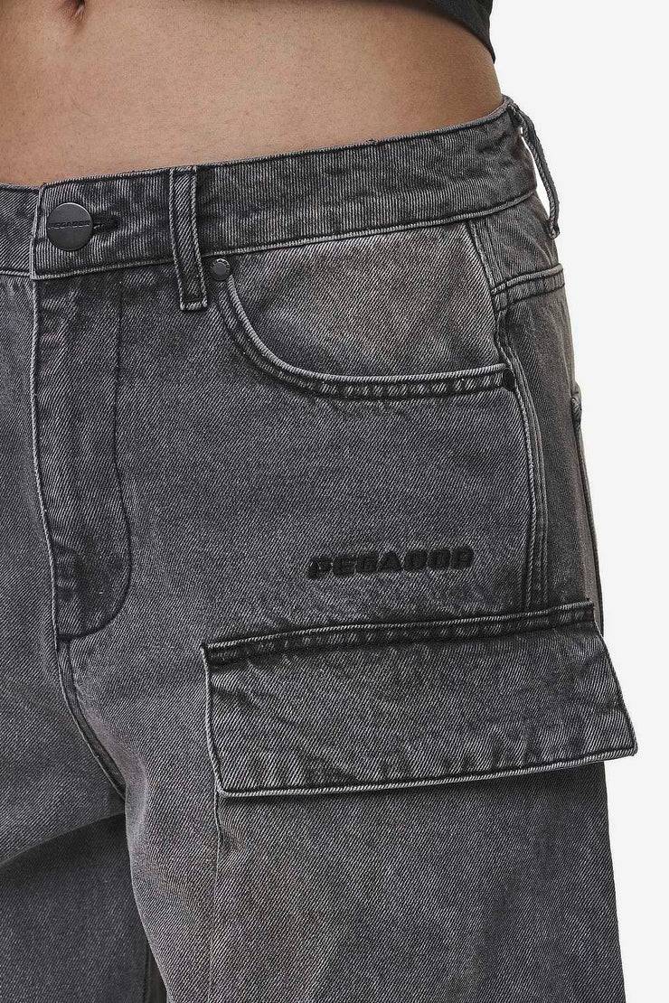 Pegador Leli High Waist Cargo Jeans Washed Deep Grey