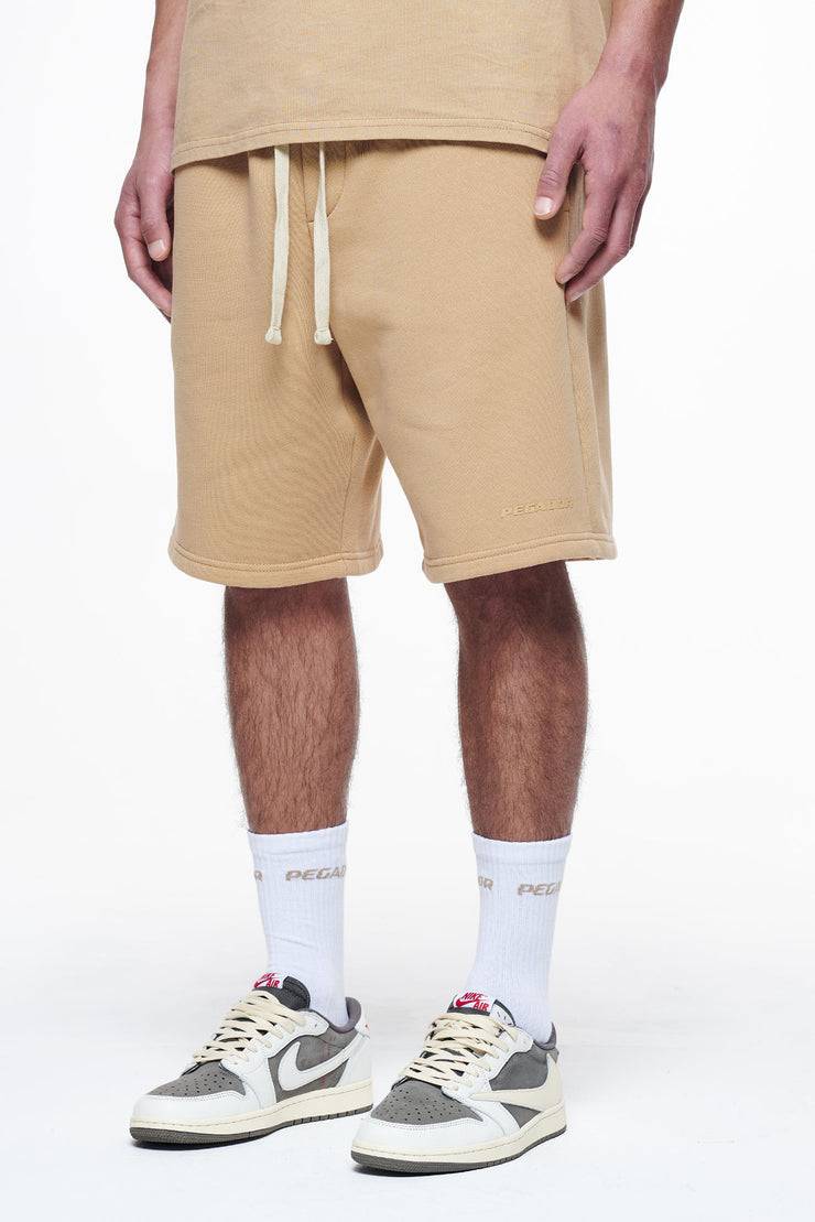Pegador Logo Heavy Sweat Shorts Vintage Washed Espresso Gum